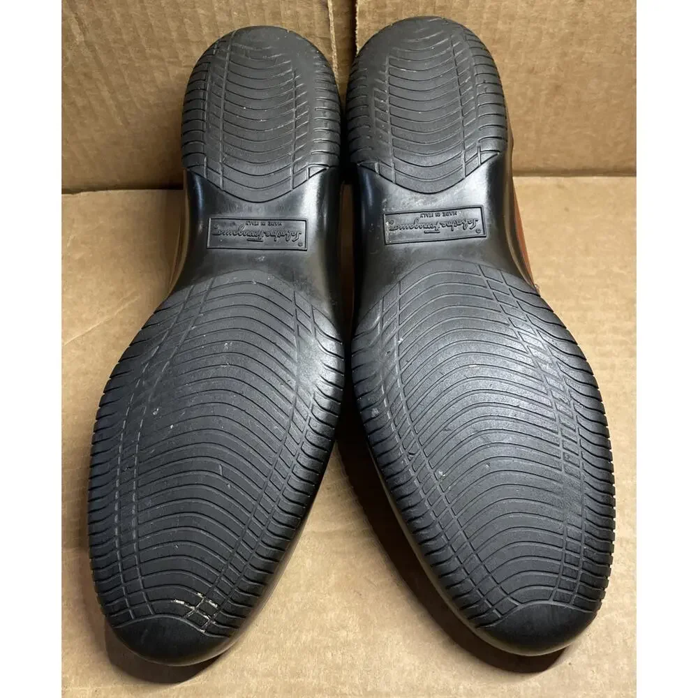 Salvatore Ferragamo Brown Leather Penny Loafers Mens Size 8 Fast Shipping